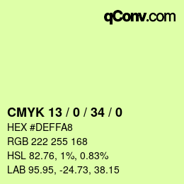 Color code: CMYK 13 / 0 / 34 / 0 | qconv.com