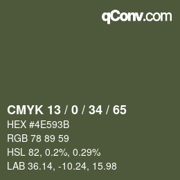 Color code: CMYK 13 / 0 / 34 / 65 | qconv.com