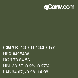 Código de color: CMYK 13 / 0 / 34 / 67 | qconv.com