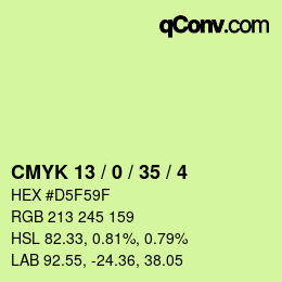 カラーコード: CMYK 13 / 0 / 35 / 4 | qconv.com