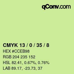 Color code: CMYK 13 / 0 / 35 / 8 | qconv.com