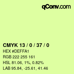 カラーコード: CMYK 13 / 0 / 37 / 0 | qconv.com