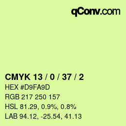 カラーコード: CMYK 13 / 0 / 37 / 2 | qconv.com