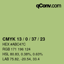 カラーコード: CMYK 13 / 0 / 37 / 23 | qconv.com