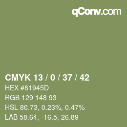 Farbcode: CMYK 13 / 0 / 37 / 42 | qconv.com