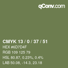 颜色代码: CMYK 13 / 0 / 37 / 51 | qconv.com