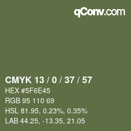 Color code: CMYK 13 / 0 / 37 / 57 | qconv.com