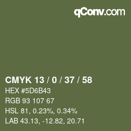 Color code: CMYK 13 / 0 / 37 / 58 | qconv.com