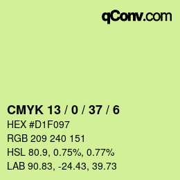 カラーコード: CMYK 13 / 0 / 37 / 6 | qconv.com
