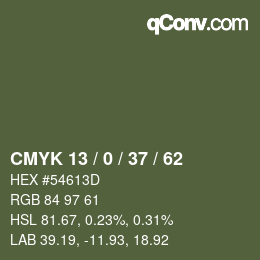 Color code: CMYK 13 / 0 / 37 / 62 | qconv.com