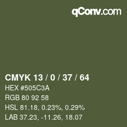 Color code: CMYK 13 / 0 / 37 / 64 | qconv.com