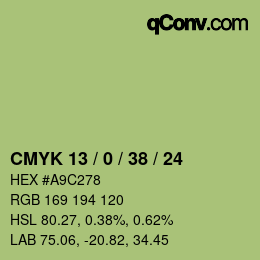 カラーコード: CMYK 13 / 0 / 38 / 24 | qconv.com