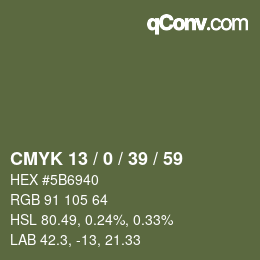 カラーコード: CMYK 13 / 0 / 39 / 59 | qconv.com
