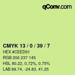 Color code: CMYK 13 / 0 / 39 / 7 | qconv.com