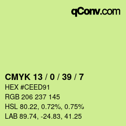 Color code: CMYK 13 / 0 / 39 / 7 | qconv.com