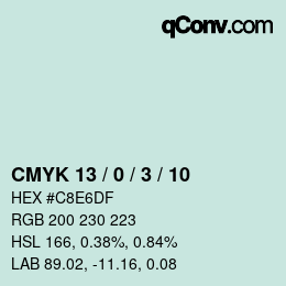 カラーコード: CMYK 13 / 0 / 3 / 10 | qconv.com