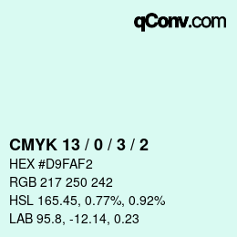 カラーコード: CMYK 13 / 0 / 3 / 2 | qconv.com