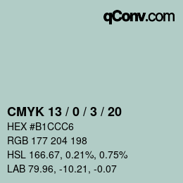 カラーコード: CMYK 13 / 0 / 3 / 20 | qconv.com