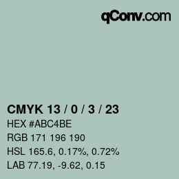 カラーコード: CMYK 13 / 0 / 3 / 23 | qconv.com