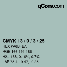 Color code: CMYK 13 / 0 / 3 / 25 | qconv.com