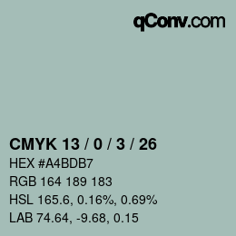 カラーコード: CMYK 13 / 0 / 3 / 26 | qconv.com