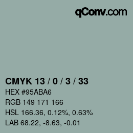 カラーコード: CMYK 13 / 0 / 3 / 33 | qconv.com