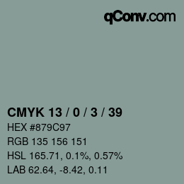 Color code: CMYK 13 / 0 / 3 / 39 | qconv.com