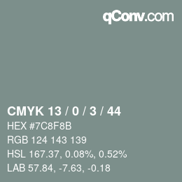 Color code: CMYK 13 / 0 / 3 / 44 | qconv.com