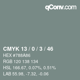 Color code: CMYK 13 / 0 / 3 / 46 | qconv.com