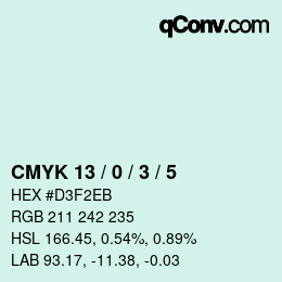 カラーコード: CMYK 13 / 0 / 3 / 5 | qconv.com