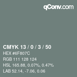 Color code: CMYK 13 / 0 / 3 / 50 | qconv.com