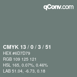 颜色代码: CMYK 13 / 0 / 3 / 51 | qconv.com