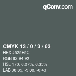 カラーコード: CMYK 13 / 0 / 3 / 63 | qconv.com