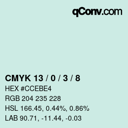 カラーコード: CMYK 13 / 0 / 3 / 8 | qconv.com