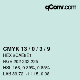 颜色代码: CMYK 13 / 0 / 3 / 9 | qconv.com