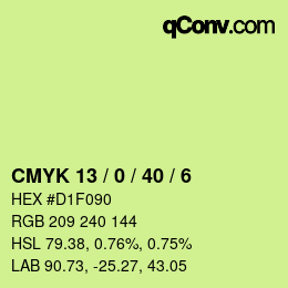 カラーコード: CMYK 13 / 0 / 40 / 6 | qconv.com