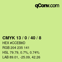 Color code: CMYK 13 / 0 / 40 / 8 | qconv.com