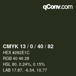 Color code: CMYK 13 / 0 / 40 / 82 | qconv.com