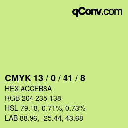 Color code: CMYK 13 / 0 / 41 / 8 | qconv.com