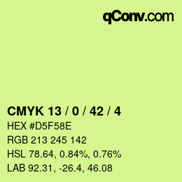 Color code: CMYK 13 / 0 / 42 / 4 | qconv.com