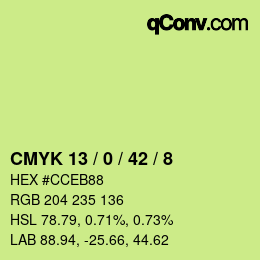 カラーコード: CMYK 13 / 0 / 42 / 8 | qconv.com