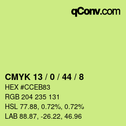 Color code: CMYK 13 / 0 / 44 / 8 | qconv.com