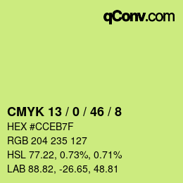 カラーコード: CMYK 13 / 0 / 46 / 8 | qconv.com