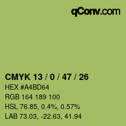 Color code: CMYK 13 / 0 / 47 / 26 | qconv.com