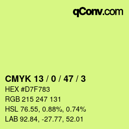 Color code: CMYK 13 / 0 / 47 / 3 | qconv.com