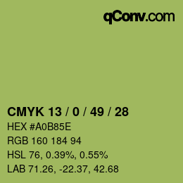 カラーコード: CMYK 13 / 0 / 49 / 28 | qconv.com