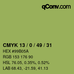 颜色代码: CMYK 13 / 0 / 49 / 31 | qconv.com