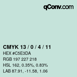 カラーコード: CMYK 13 / 0 / 4 / 11 | qconv.com