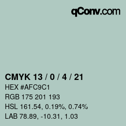 Color code: CMYK 13 / 0 / 4 / 21 | qconv.com