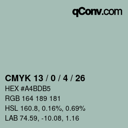 Color code: CMYK 13 / 0 / 4 / 26 | qconv.com